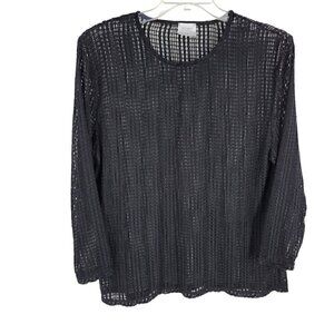 Rough Fishnet Black Open knit Sheer Blouse Small grunge gothic goth skater Rave